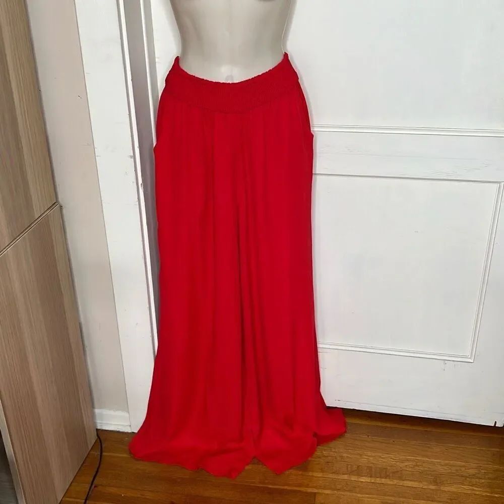 Krisa Smocked Waist Wide Leg Pant in Starlet Nwt Size Medium